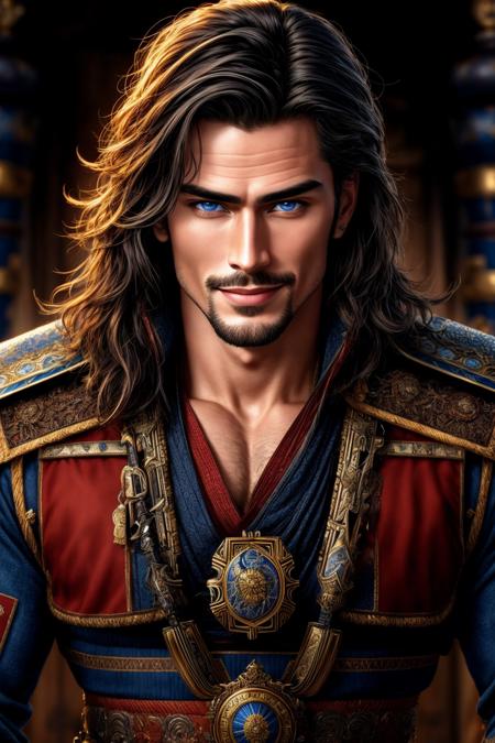 05415-1689667245-Masterpiece, highly detailed,absurdres, fine detail, HDR, _handsome FH_man,dark hair, cowboy shot,  blue eyed samurai smiling to.png